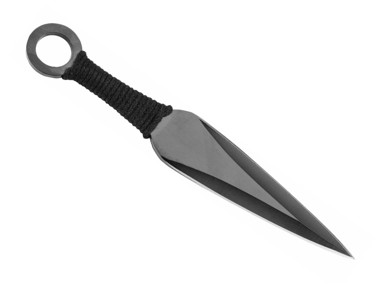 Set de 3 Couteaux de lancer Acier Inox Noir Etui Nylon Thrower Triple Set  Ninja Kunai